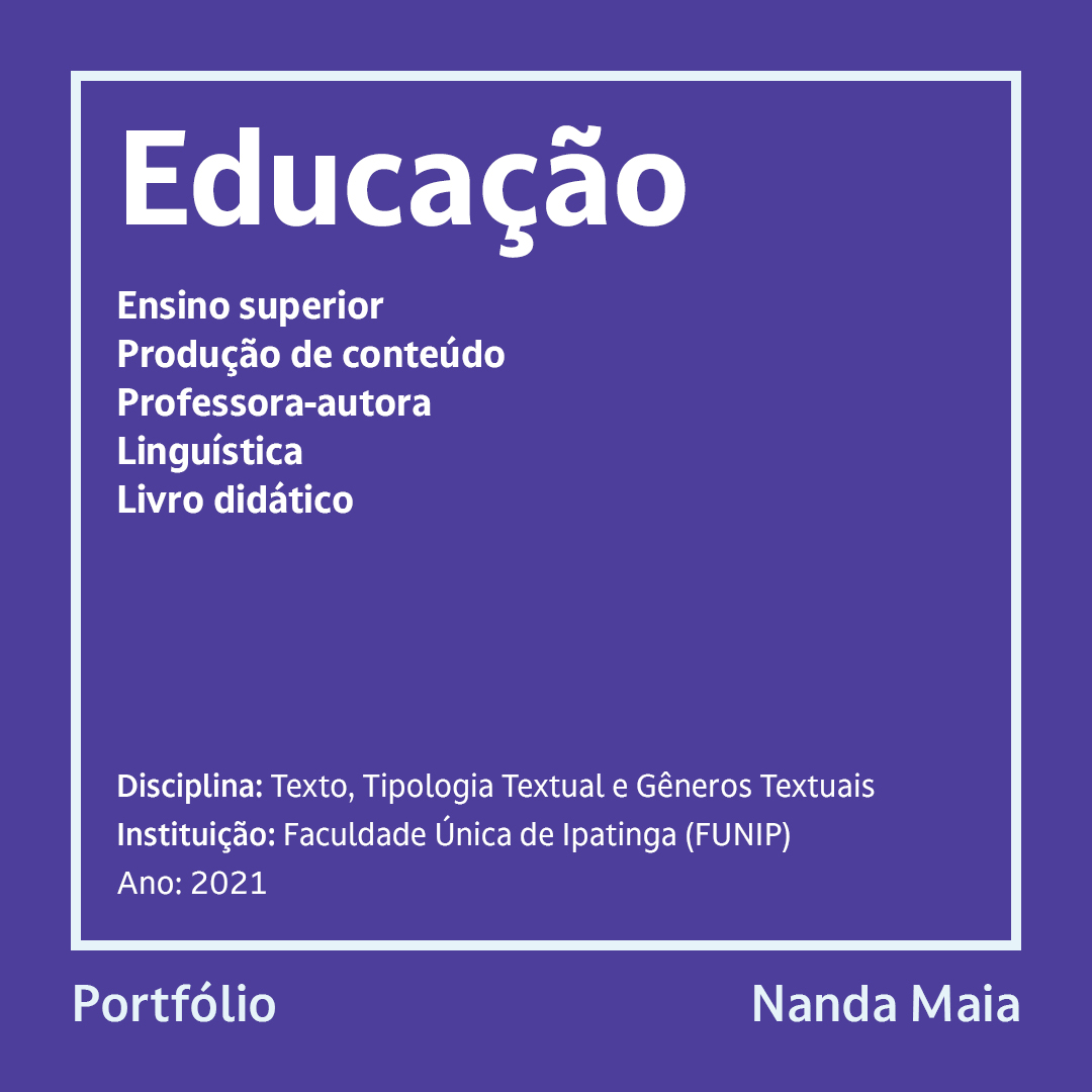 Livro didático – Texto, Tipologia Textual e Gêneros Textuais (FUNIP, 2021)